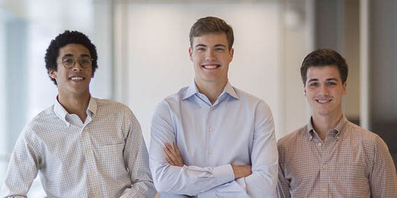 Chicago Furniture Bank founders, Griffin Amdur (W'18), James McPhail (C'18, W'18), and Andrew Witherspoon (W'18)