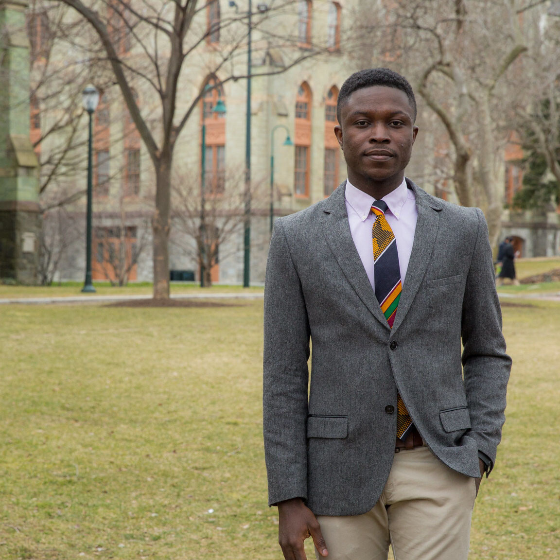 Shadrack Frimpong in front of College Hall