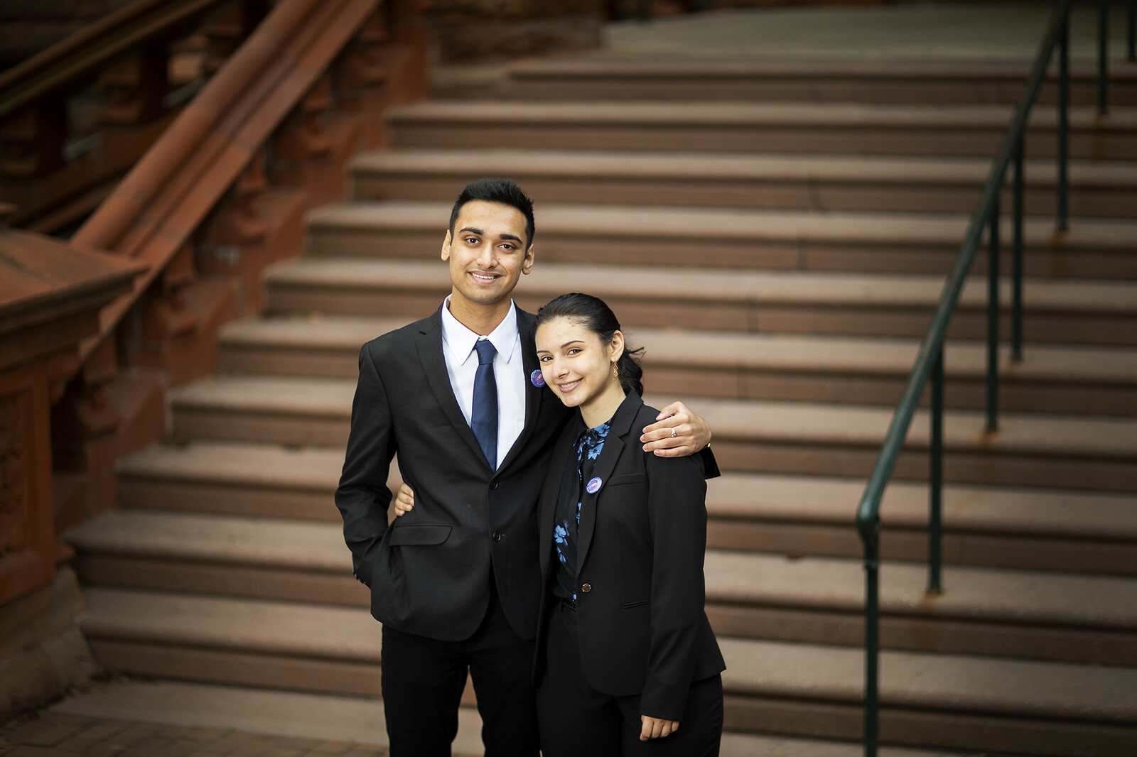 May graduates Rowana Miller (right) and Manoj Simha lead Cosmic Writers, a project supported by President’s Engagement Prize that provides free creative writing instruction to K-12 students virtually throughout the world, taught by college students. The new nonprofit is expanding to offer in-person workshops in Philadelphia and several other U.S. cities. 